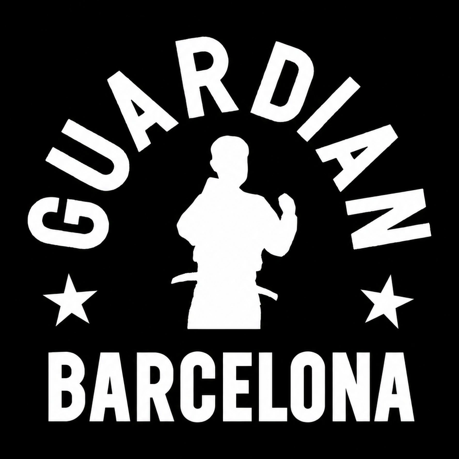 Guardian Barcelona emblem featuring a jiu-jitsu practitioner and two stars