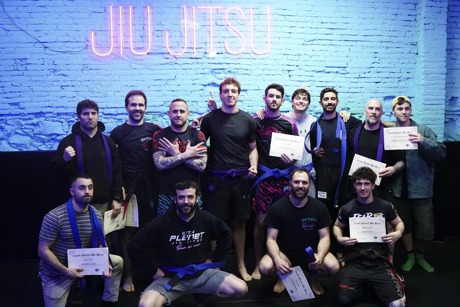 10th Planet Jiu-Jitsu Barcelona coaching team on the tatami