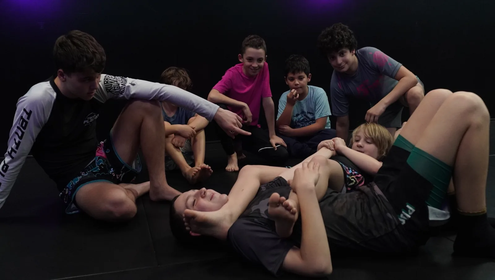 Kids learning and playing Jiu-Jitsu in 10th Planet Barcelona